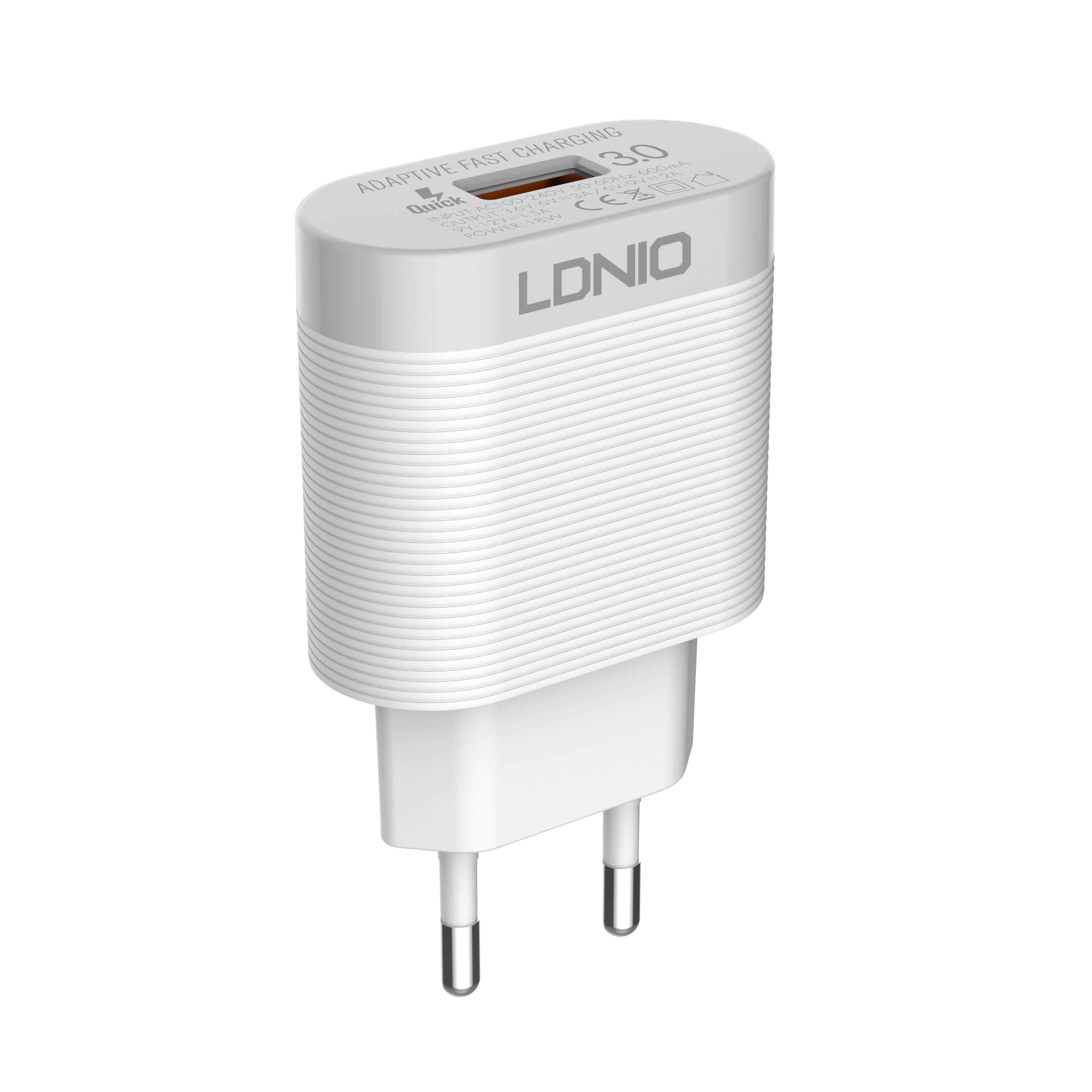 Cargador Rápido LDNIO A303Q 18W QC3.0 con Cable USB-C