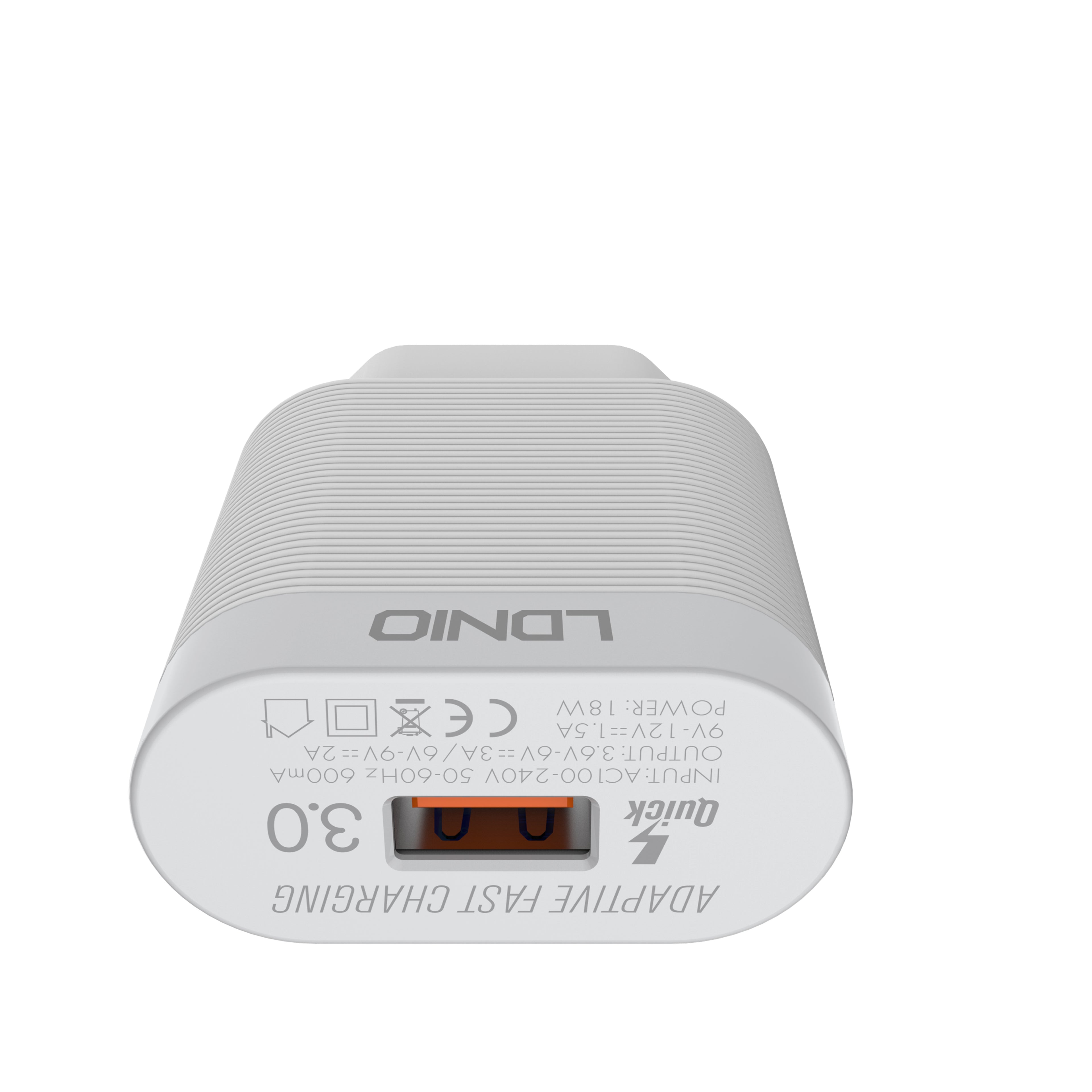 Cargador Rápido LDNIO A303Q 18W QC3.0 con Cable Lightning