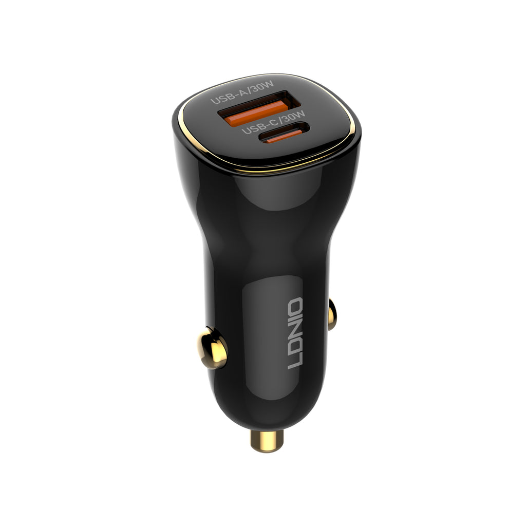 Cargador de Coche LDNIO C103 60W USB-C y USB-A con Carga Rápida