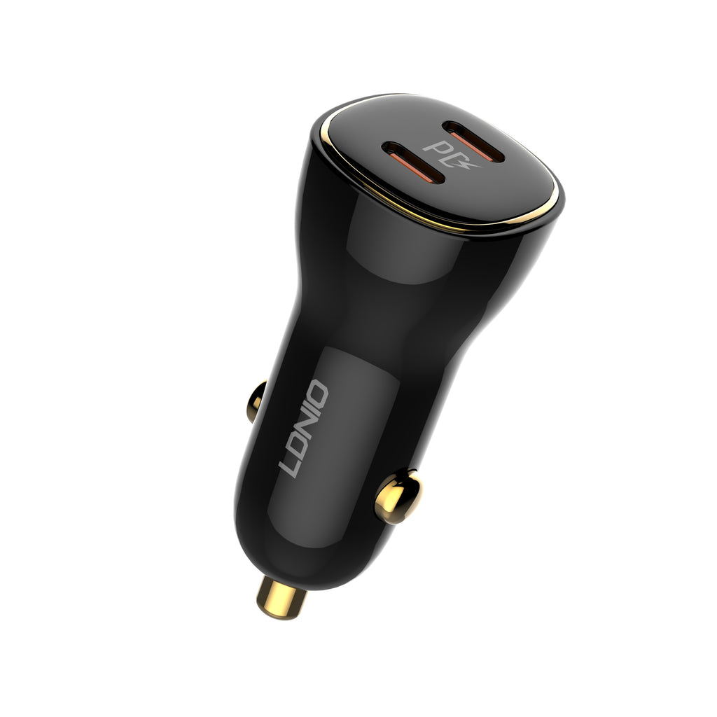 Cargador de Coche LDNIO C104 60W Dual USB-C con Carga Rápida PD + PPS