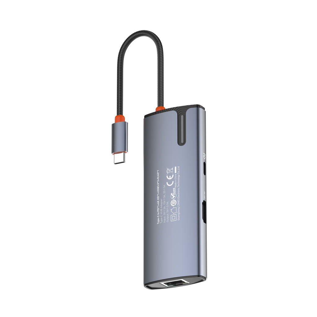 Hub USB-C LDNIO DS-16H 6 en 1 con HDMI 4K, USB 3.0 y RJ45