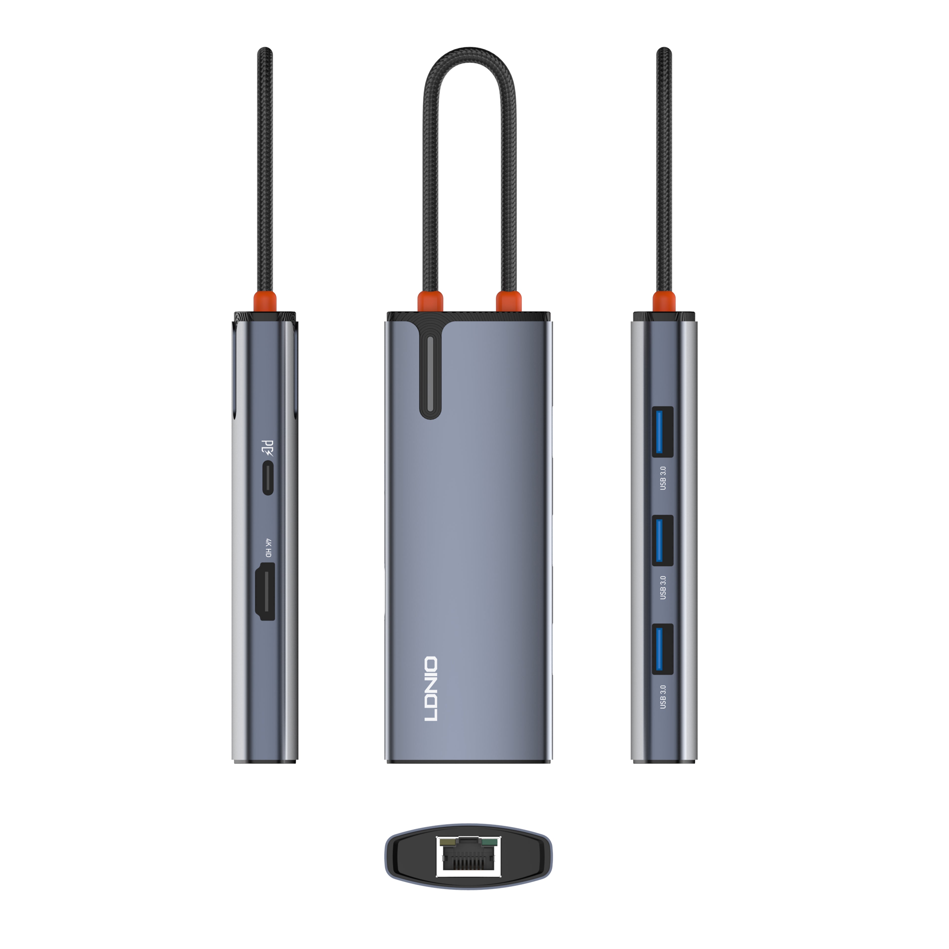 Hub USB-C LDNIO DS-16H 6 en 1 con HDMI 4K, USB 3.0 y RJ45