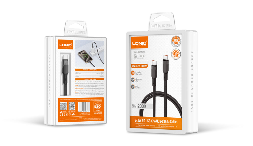 Cable USB-C a USB-C LDNIO LC352C 240W PD 3.1 Carga Ultrarrrápida