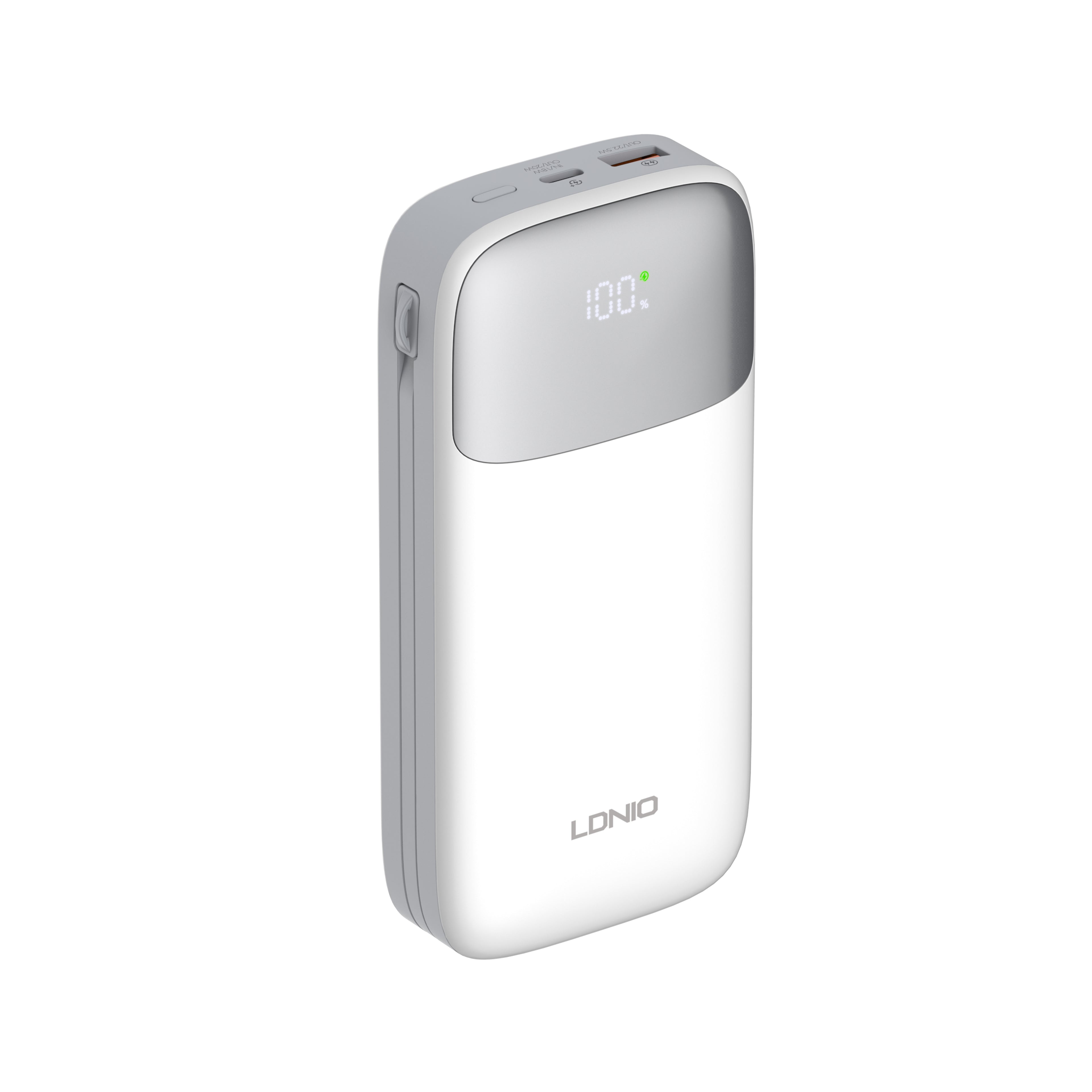 Power Bank LDNIO PQ20 20000mAh con Cable Integrado y Carga Rápida 20W