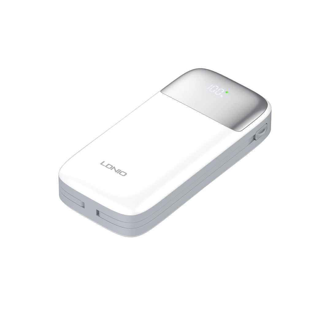 Power Bank LDNIO PQ20 20000mAh con Cable Integrado y Carga Rápida 20W