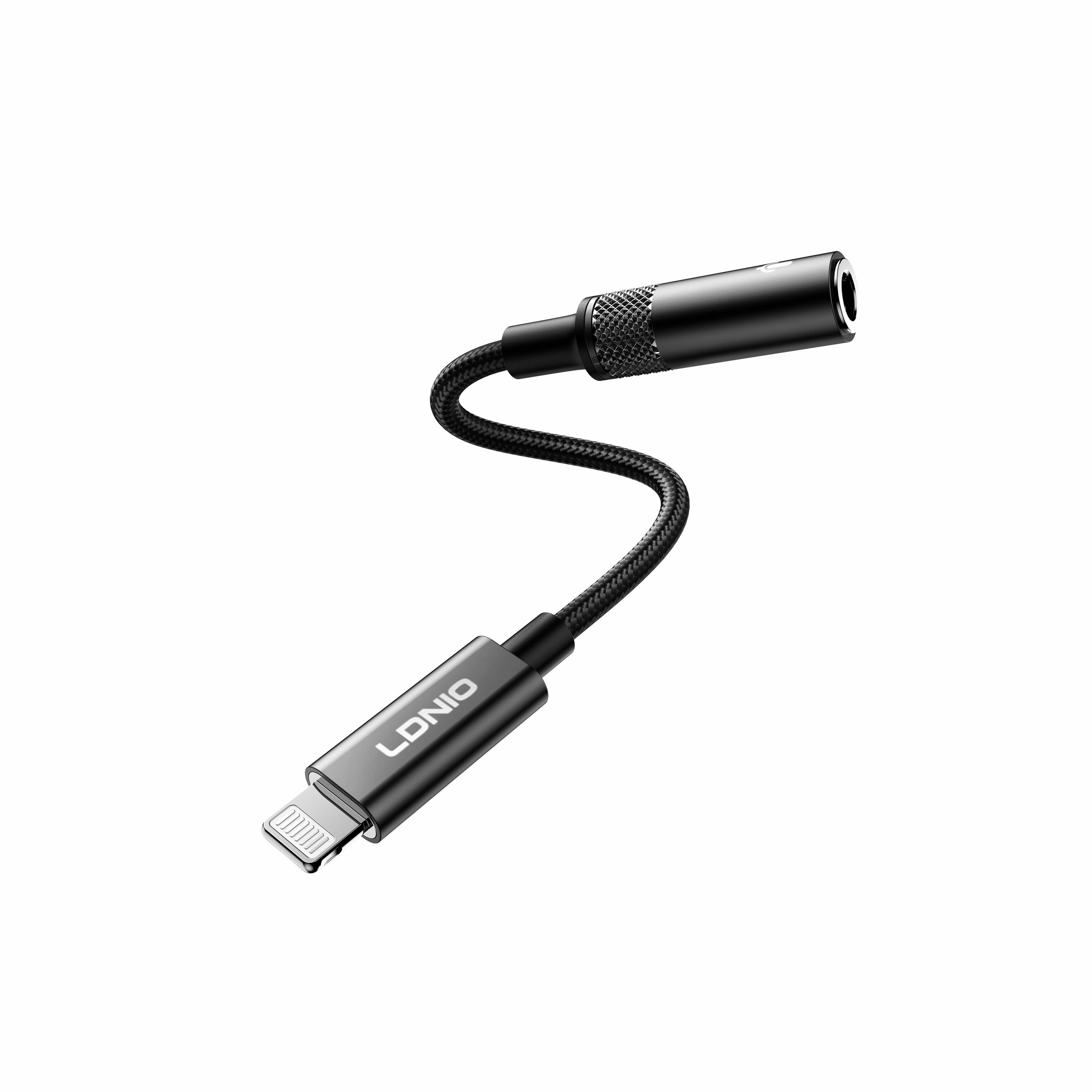 Adaptador Lightning a Jack 3.5 mm LDNIO LS-T80i Audio Hi-Fi para iPhone