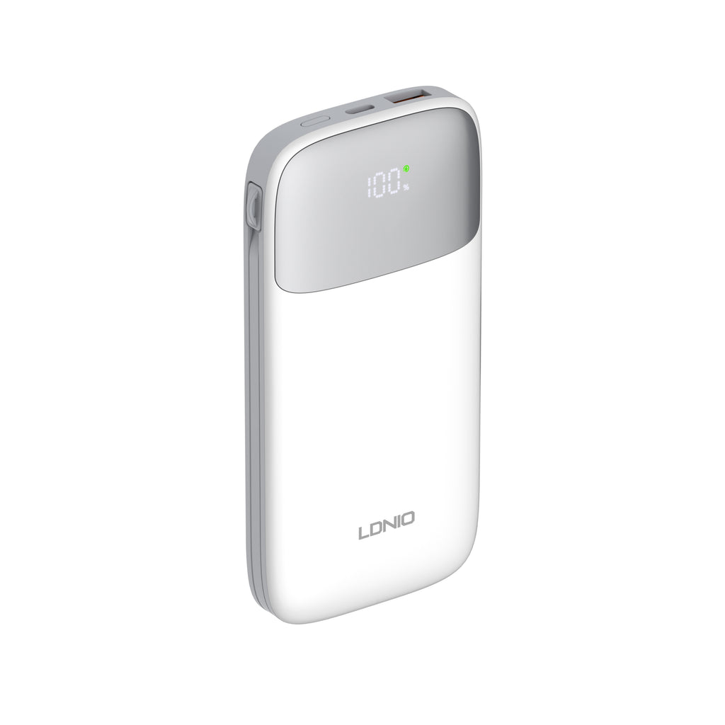 Power Bank LDNIO PQ19 10000mAh con Cable Integrado y Carga Rápida 20W