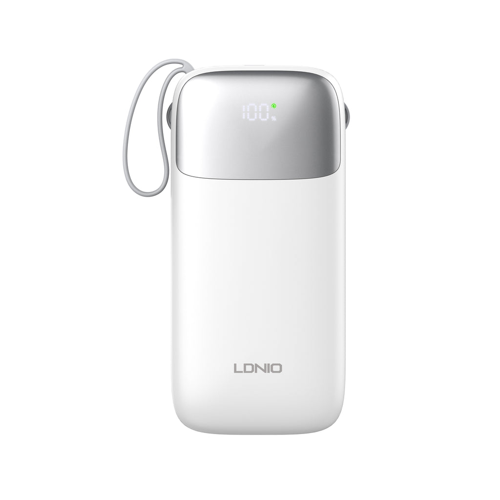 Power Bank LDNIO PQ30 30000mAh con Carga Rápida 22.5W y Cables Integrados