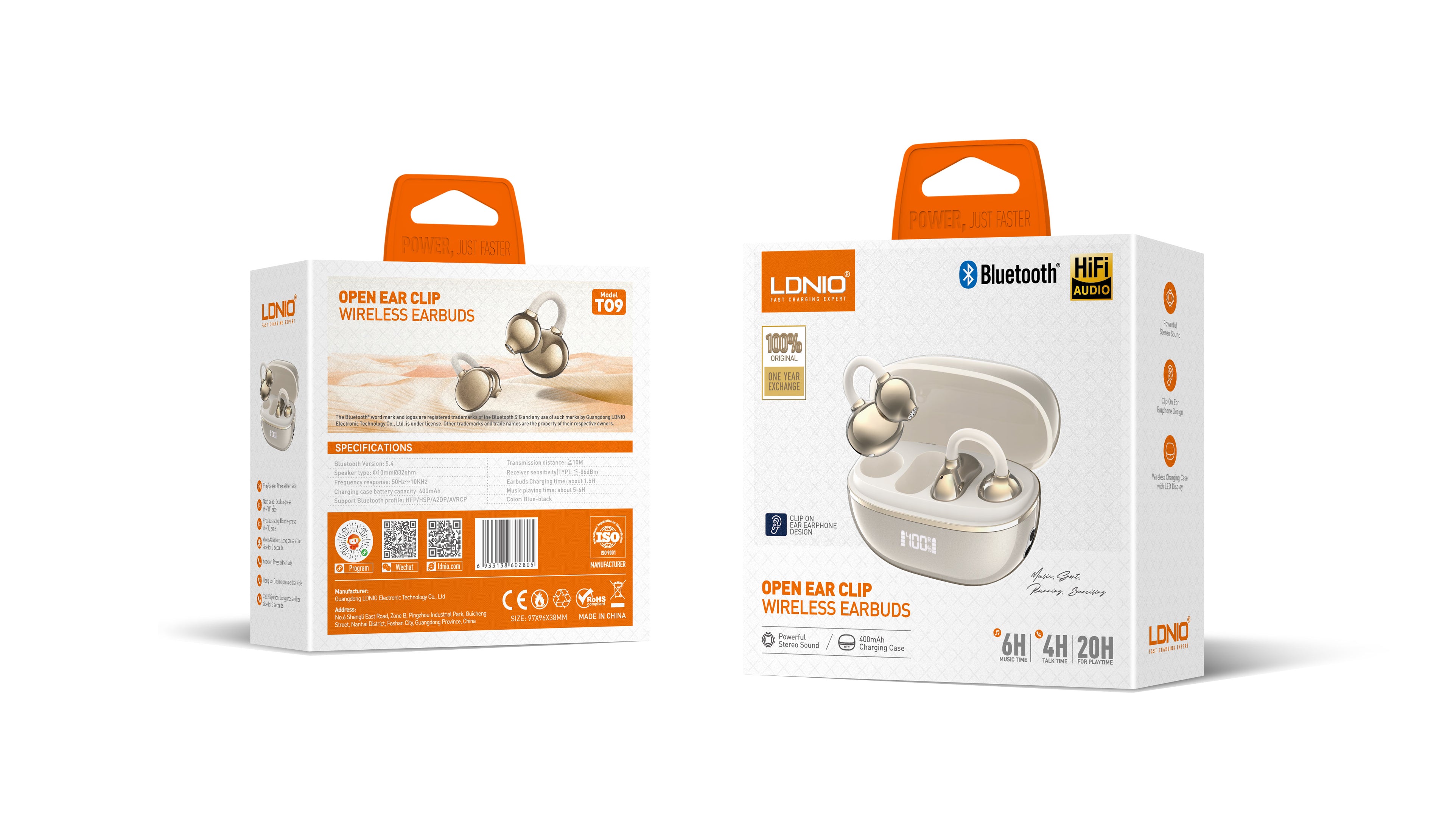 Auriculares Bluetooth LDNIO T09 Open Ear Clip HiFi Inalámbricos
