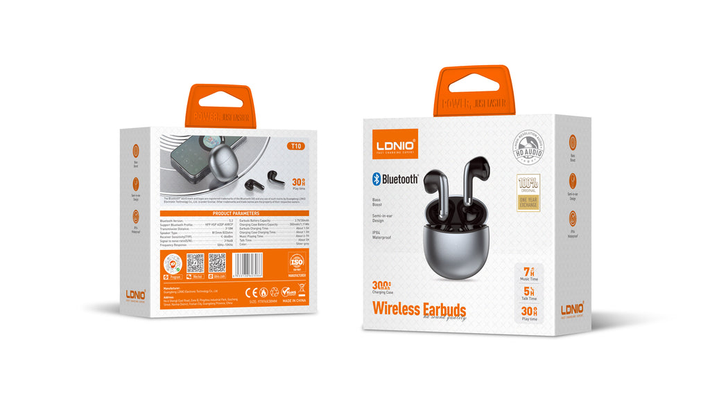 Auriculares Bluetooth LDNIO T10 Inalámbricos HD Audio IPX4